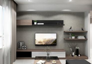 Mẫu tủ, kệ trang trí đơn giản cho phòng khách hiện đại